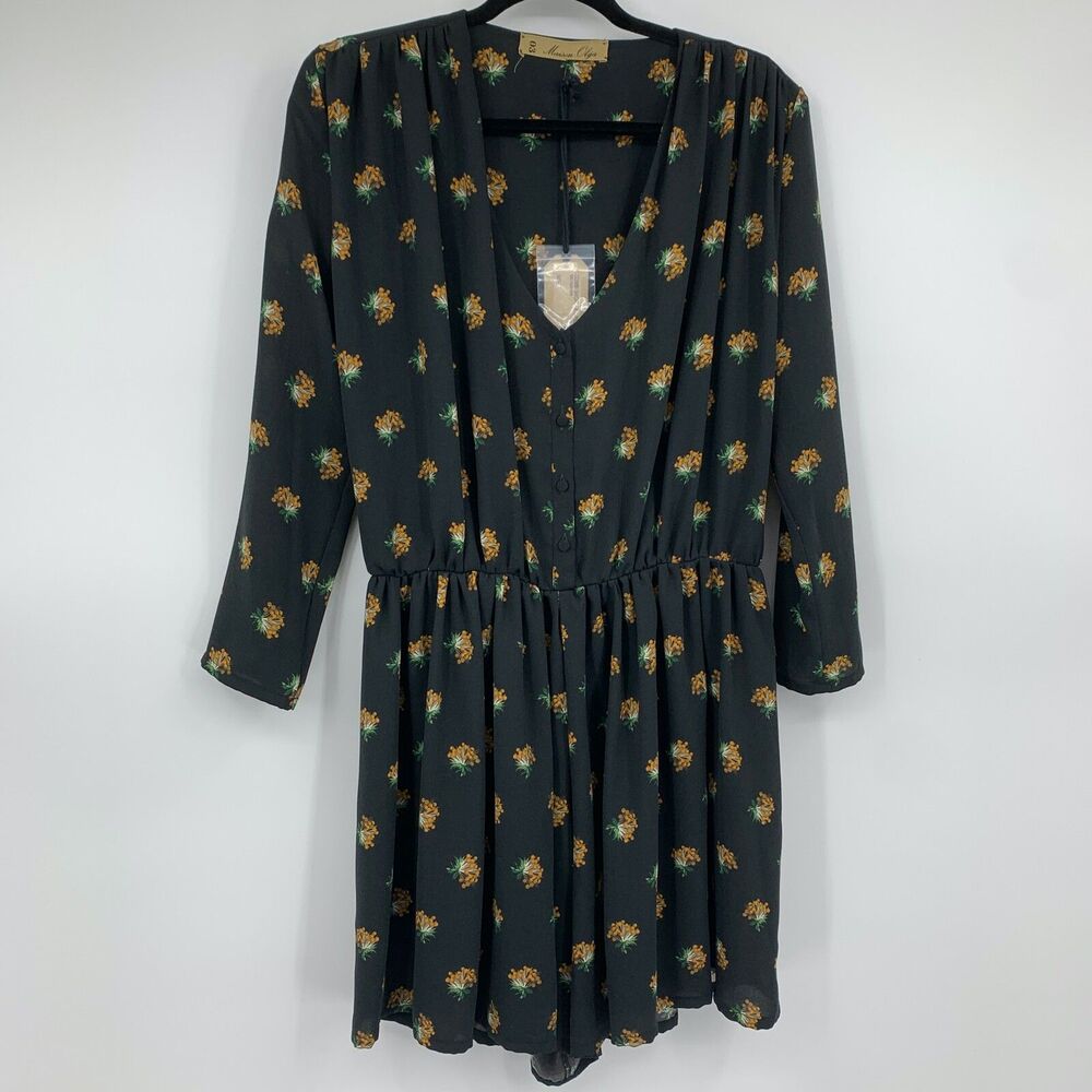 Maison Olga Womens Large Romper Dark Moody Cottage Fairy Whimsigoth Floral NEW